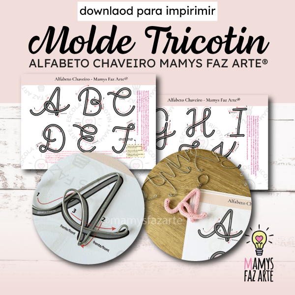 Molde Alfabeto em Tricotin para Chaveiros